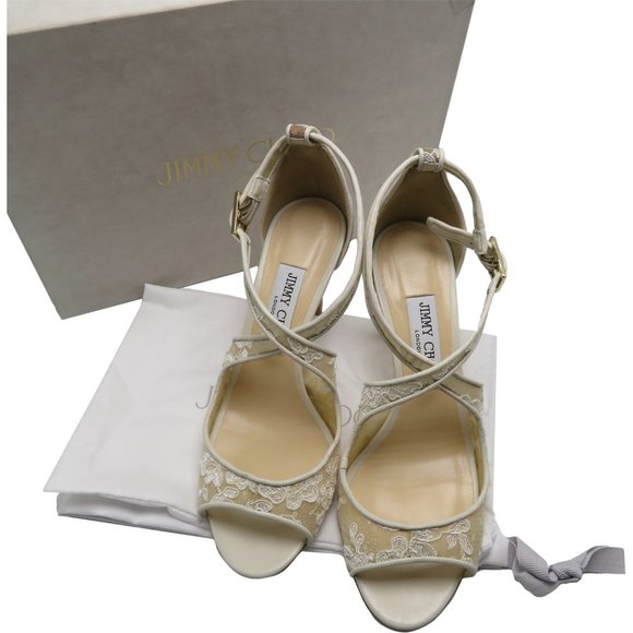 Jimmy Choo EMILY 85 Ivory Floral Sandals - Picture 6 of 8